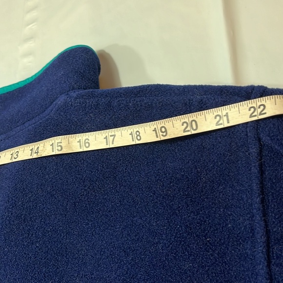 LL Bean BLUE FLEECE jacket aqua trim PULLOVER 4 snap neck, Mens 2XL side pockets - Picture 14 of 15